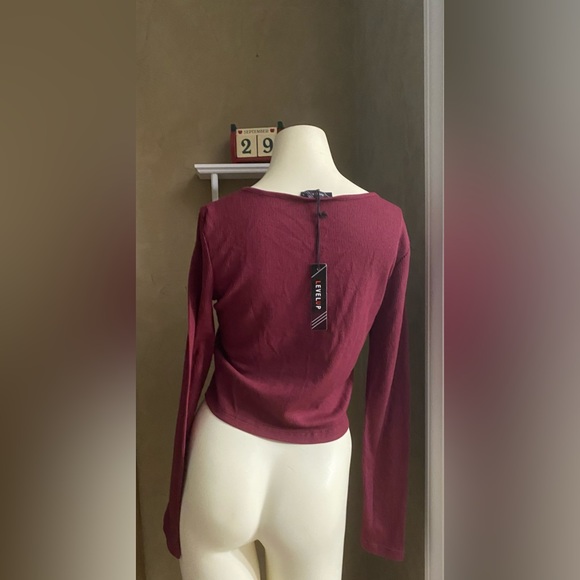 Level Up crop top cardigan Ribbed knit women’s size L - Picture 3 of 9